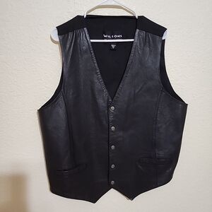 Wilsons Men XL The Leather Experts Black Leather Vest